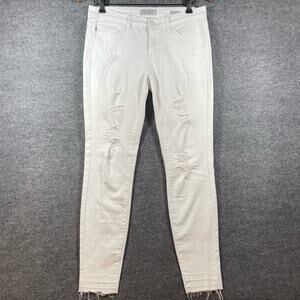 Judy Blue Skinny Fit Jeans Women's 7/28 White Destroyed Mid Rise Stretch Denim